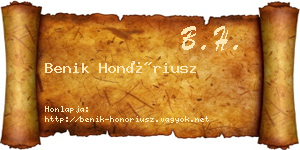 Benik Honóriusz névjegykártya